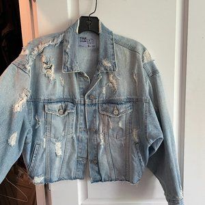 Zara Distressed Jean Jacket. Size S.